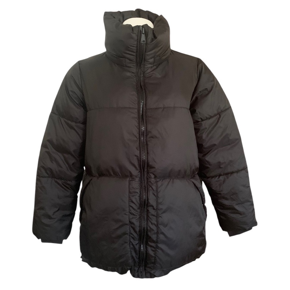 Gap Womens Big Puff PrimaLoft Pure Black Puffer Oversized Sz XS Petite